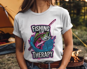 Fiske är min terapi-tröja: Rolig fiskare-gåva