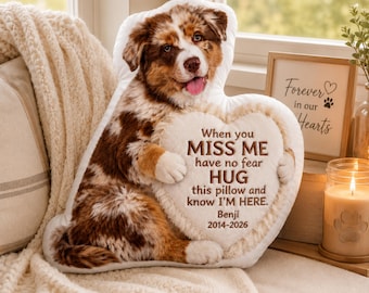 Custom Animal Pillow Sympathy Gift 3D Pet Pillow From Photo Personalized Pet Memorial Hug Plush
