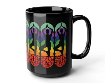 Chakra Yoga Pose Mug, Mindfulness Gift, Spiritual Tea Cup