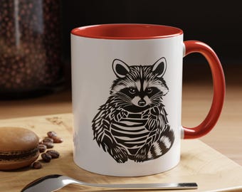 Tasse à café raton laveur, tasse à thé art animalier, cadeau pour amoureux des animaux