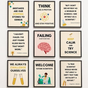 Set mit 9 Wissenschaftspostern, Wachstumsmentalität, Wissenschaftsklassenzimmer Poster, Positives Lernposter, Hausschuldruck, Geschenk für Wissenschaftslehrer