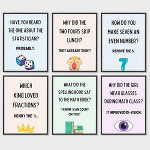 Funny Math Posters Set Of 6, Classroom Posters, Math Classroom Decor, Math Teacher Gift, Educational Posters, Math Puns & Jokes Printables
