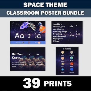 Weltraum-Klassenzimmer-Dekor-Bündel, Wissenschafts-Poster, Homeschool-Drucke, Klassenzimmerdekor High School, Wissenschaftslehrer-Geschenk