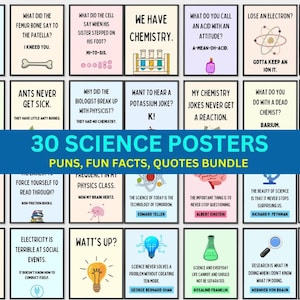 30 Wissenschaftsposter, Klassenzimmer Dekor Bündel, Lernposter Biologie, Chemie, Physik Poster, Hausschule Drucke, Lehrer Geschenk