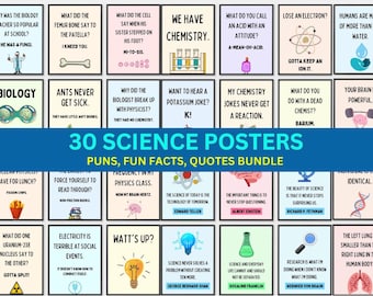 Science Classroom Posters, Biology, Chemistry, Physics Prints (Digital Download)