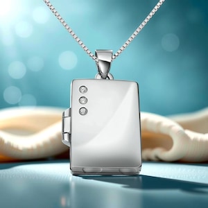 REAL SILVER SET: Rectangular 925 silver locket - with personalized engraving - Double memories in timeless elegance