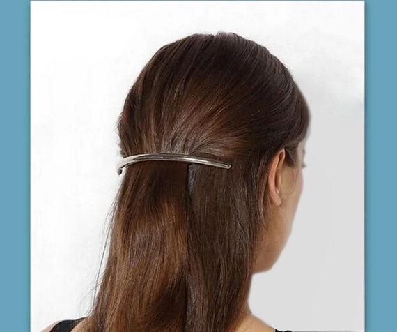 Silver Metal Large Hair Barrette Minimalist Statement Metal French
