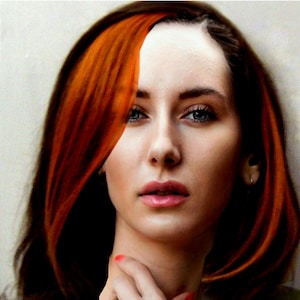 orange Colored hair extensions clip in Human Hair streaks strip Emo Scene hair extension Cheerleader weft 14&quot; or 18&quot; x 2&quot; wide (2 pcs) set