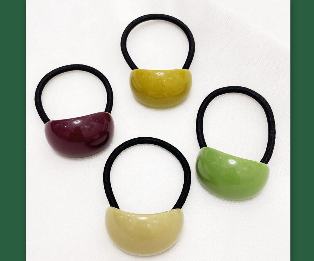 Minimalist Acrylic Ponytail Holder Stone Look Colored Hair Tie Elastic Geometric Hair Cuff Hair