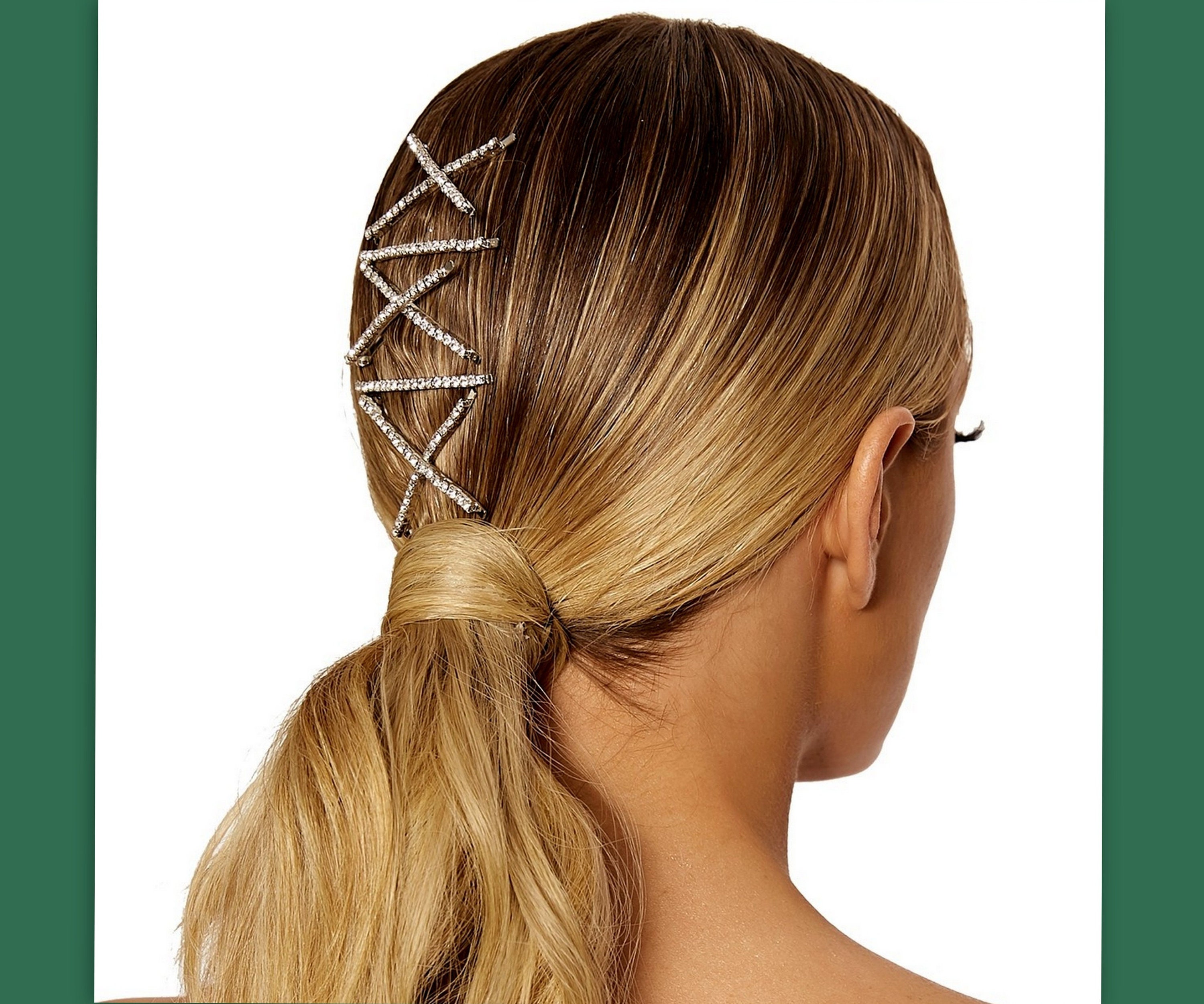 Simulated Diamond Bobby Pin Set Sable | Eden Luxe Bridal 2 Hairpins