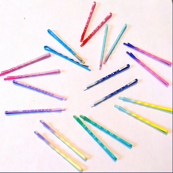 Épingles à cheveux ombrées tie-dye : accessoires pour cheveux arc-en-ciel - 20 pièces Bobbies couleur bonbon, poignées décoratives colorées, chignons bar, cadeau lui