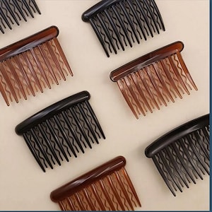 Set of 2 side combs hair side combs no slip grip tight side combs 2 & 3/4&quot;  french roll bun long hair accessory push combs set stick fork