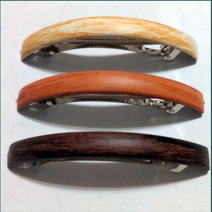Minimalist hand painted faux wood pottery French clip Hair Barrette Rectangle Bar Barrette Long Hair Thin Thick Hair Gift Daily Hair Clip