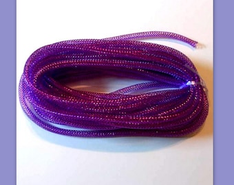 purple metallic Shiny Cyberlox Tubular Crin Mesh Tubing package cyber Hair Falls 4mm swiss crin craft supply costumes wig millinery