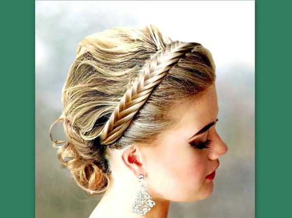 Fishtail Herringbone Braid Hair Braided Headband Elastic Headband Plait Beach Wedding Bridal Hairband Women Accessory Hairpiece Diadem