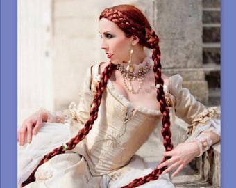 Medieval Renaissance fair outfit costume wig hair braids long 2 Braid hair extensions princess wig hair falls accessories synthetic hair