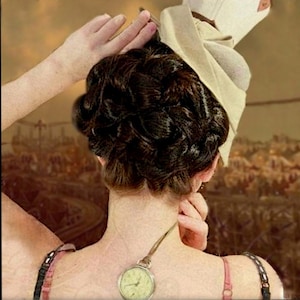 steampunk wedding costume hair style victorian regency reenactment hair accessory Updo historical hair piece hairpiece chignon bun holder