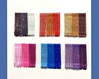 Glitter Bling Bobby Pins Rainbow decorative blue colorful pink bridesmaid hair pins wedding bride flower girl gift sparkle hair accessories