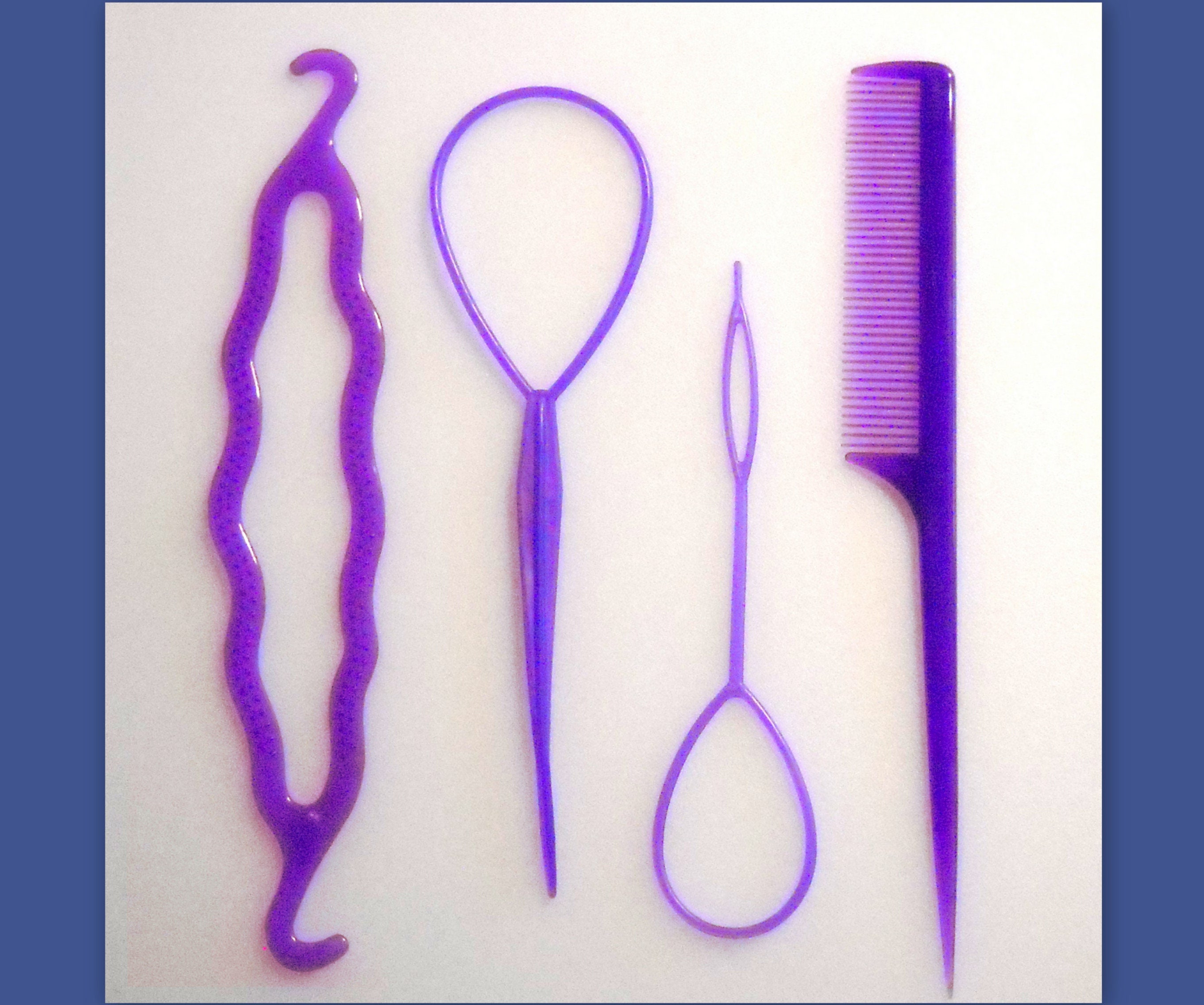 Hair Tail Tools, 9 Pack Hair Loop Tool Set with Mini Small Rubber Bands for  Hair, 6 Pcs Topsy Tail Hair Tools and 3 Pcs Rat Tail Combs Metal Pin Tail