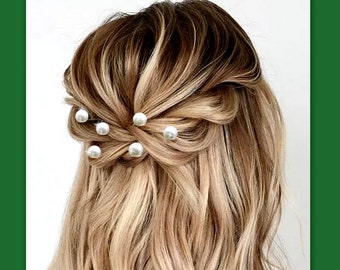 Pearl Wedding Bridal dance Hair jewelry Pins Hairpins accessories Mini petite twist hair spins hair updo hairstyling gift girl (6 pcs )