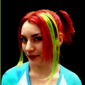 light green clip in Human Hair Extensions dance party chartreuse color hair extension Teen present 14&quot; or 18&quot; x 2&quot; wide (2 pcs) gift set
