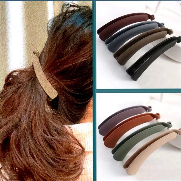Minimalist Matte Banana clip Hair Comb Ponytail Holder 5" Long 1PC daily hair Claw Retro 80s hairstyle Accessories gift her everyday teen