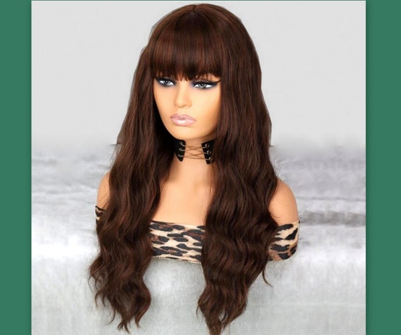 Long dark brown cosplay wig discount