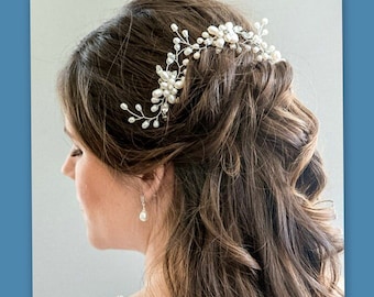 Pearl Bridal wedding hair accessories for bride Pin 3 pc set Crystal rhinestone  hairpin flower hairpiece hair vine silver bridesmaid comb