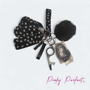 Pinky Perfect (R) - UKlegal - Schwarzer Pfotenabdruck - Sicheres Set - Mit dem Hund gehen - Haustierliebend - Zubehör Schlüsselanhänger - Free Car Escape Tool