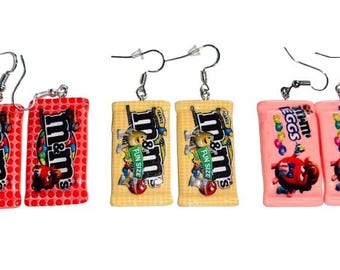Schokolade m & m Süßigkeiten Halsketten und Ohrringe, Quirky Kitsch