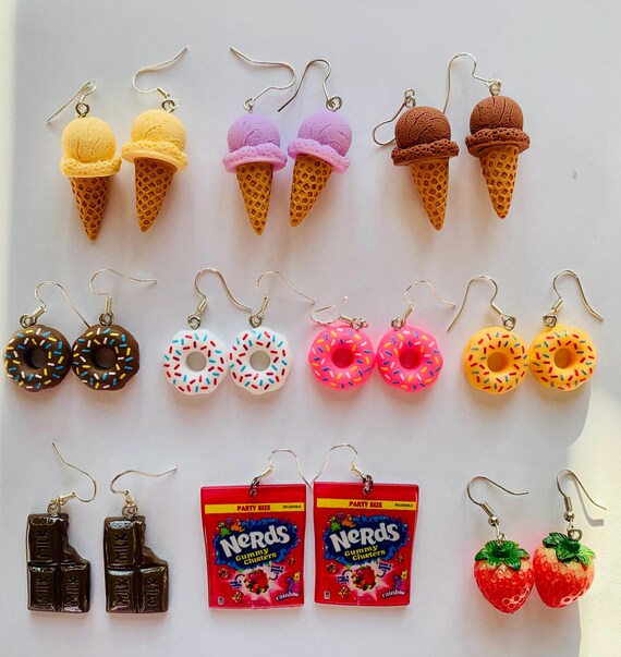 Kitsch Fun Dessert fruit Earrings, Food Charms