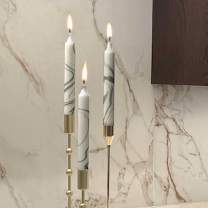 Gray White Marble Candles Pack of 3 Luxury Dinner Candles, Dripless Candles Taper Wedding candles, Stick Candles Decorative for deco