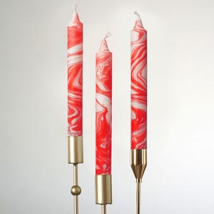 Weihnachtskerzen, Silber-Rote Kerzen 3er-Pack, Marmorkerzen, Bunte Spitzkerzen, Abendkerzen, Dekorative Kerzen