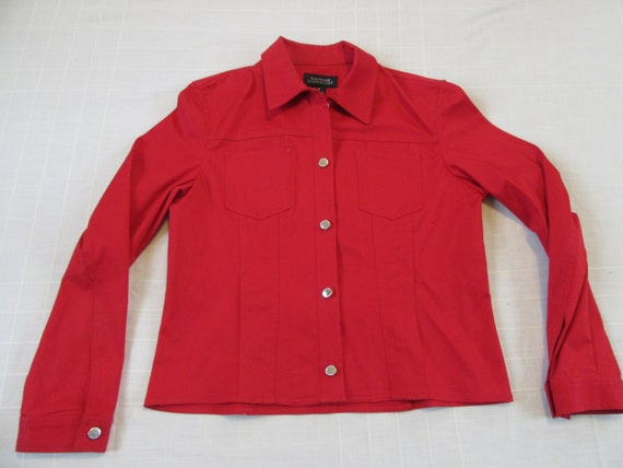 red button up coat