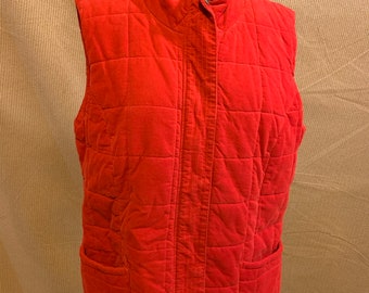 Red Quilted Corduroy Zip/Snap Vest - Large