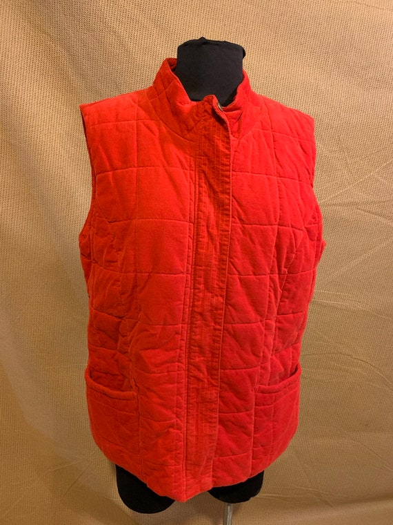 Red Quilted Corduroy Zip/Snap Vest - Large
