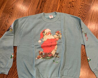 Vintage Jerzees Santa Claus Sweatshirt Pull Over - Size XL (NEW)