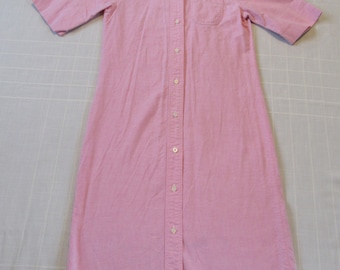 Vintage 80's Shirt Dress - Oxford Style - Size 5/6 - Pink - Button Up - Herman Geist