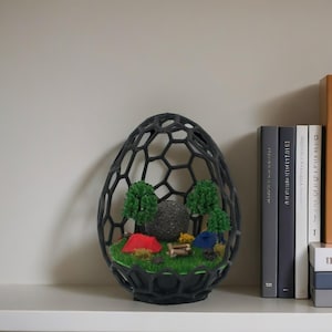 Lava Stone Aroma Diffuser Voronoi Style with Miniature Nature Diorama. Unique 3D-Printed Design for Home Decor&Essential Oils