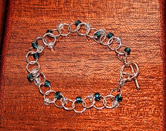 Chain Link Bracelets with glass and crystal bead accents, custom sizing and materials