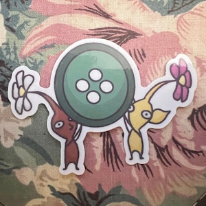 Red and Yellow Pikmin Button Sticker- Video Game Fanart Cute Laptop Water Bottle Sticker Vinyl Decals
