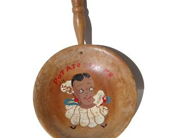 Vintage 50s Snack Bowl Potato Chips Wooden Wall Décor - Nasco Japan