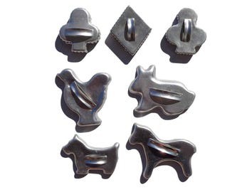 Vintage 60s Cookie Cutters Aluminum Animals – Set of 7