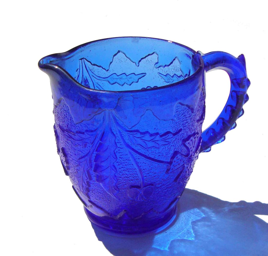 Antique Cobalt Glass Creamer Pitcher Delaware Pattern US Glass EAPG - Etsy