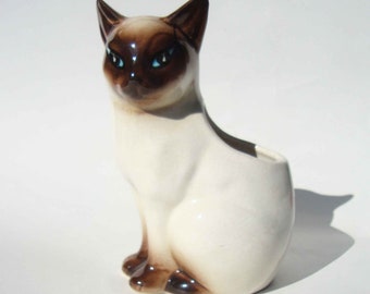 Vintage Siamese Cat Planter Mid-Century Pottery