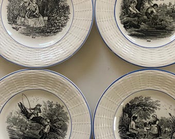 Plato del mes de cumpleaños: Plato decorativo con borde azul, mayo-agosto