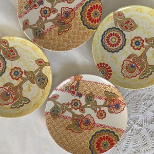 Anthropologie 4 dessert- of voorgerechtborden, set van 4, prachtige kleuren en ontwerpen, compatibel met moderne of traditionele tafelaankleding