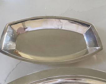 Art Deco Stil Servierplatte, Silberplatte mit tollem Vintage Stil