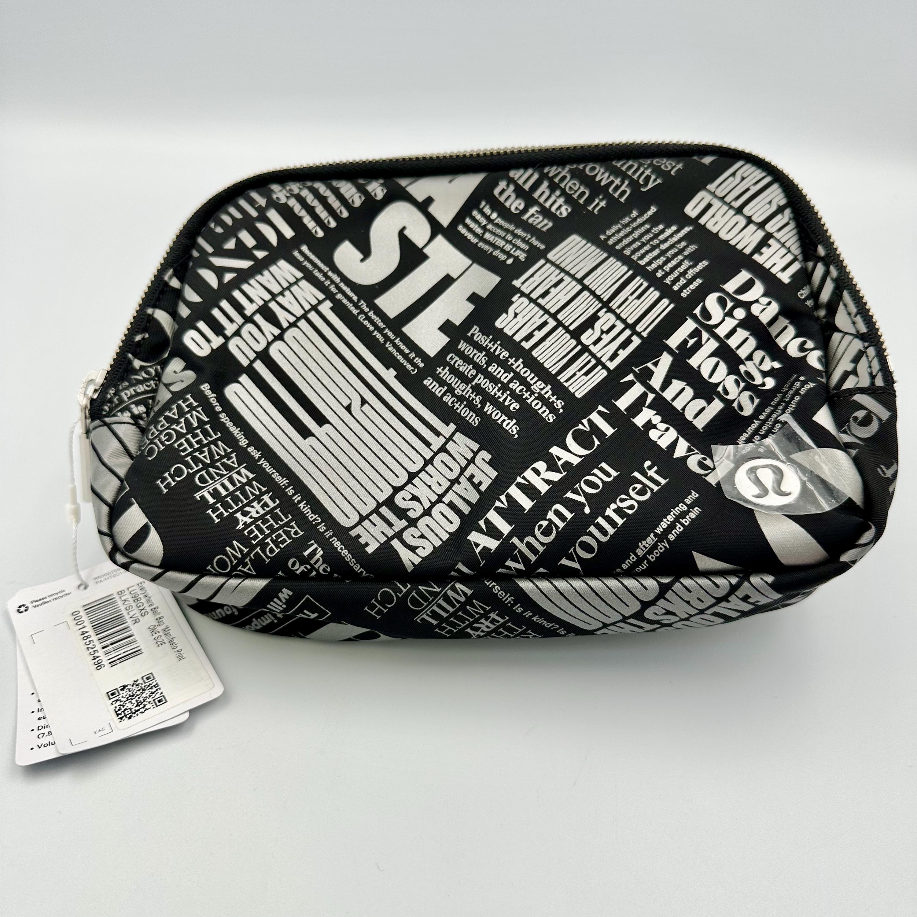 Discontinued Lululemon Everywhere Belt Bag: Black Silver Manifesto Print  (NWT) Travel Crossbody - Etsy