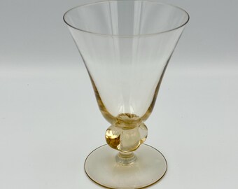 Vintage Uranium Swedish Crystal | 5.5" Wine Glasses/Goblets | Gulli Ingrid Skruf | Gold Lobe | Glowing Glass | 1930's